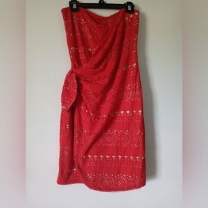 🙂Free People Strapless Red Dress XS
